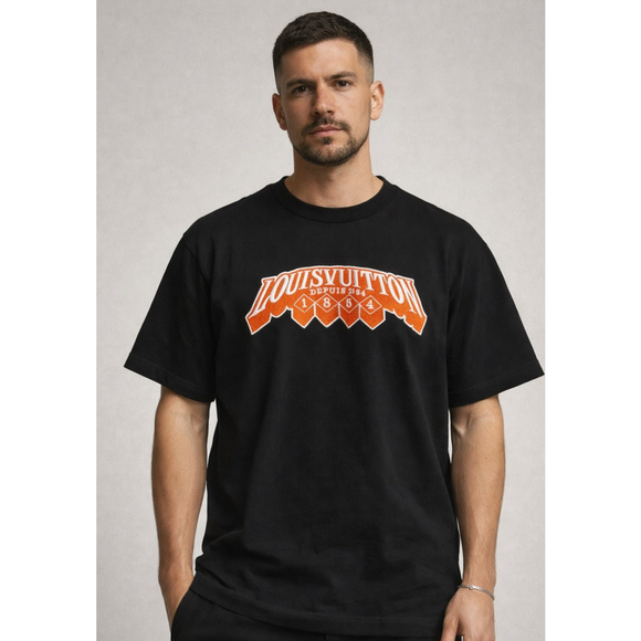 Auth. Louis Vuitton Men’s Black Embroidered T-Shirt